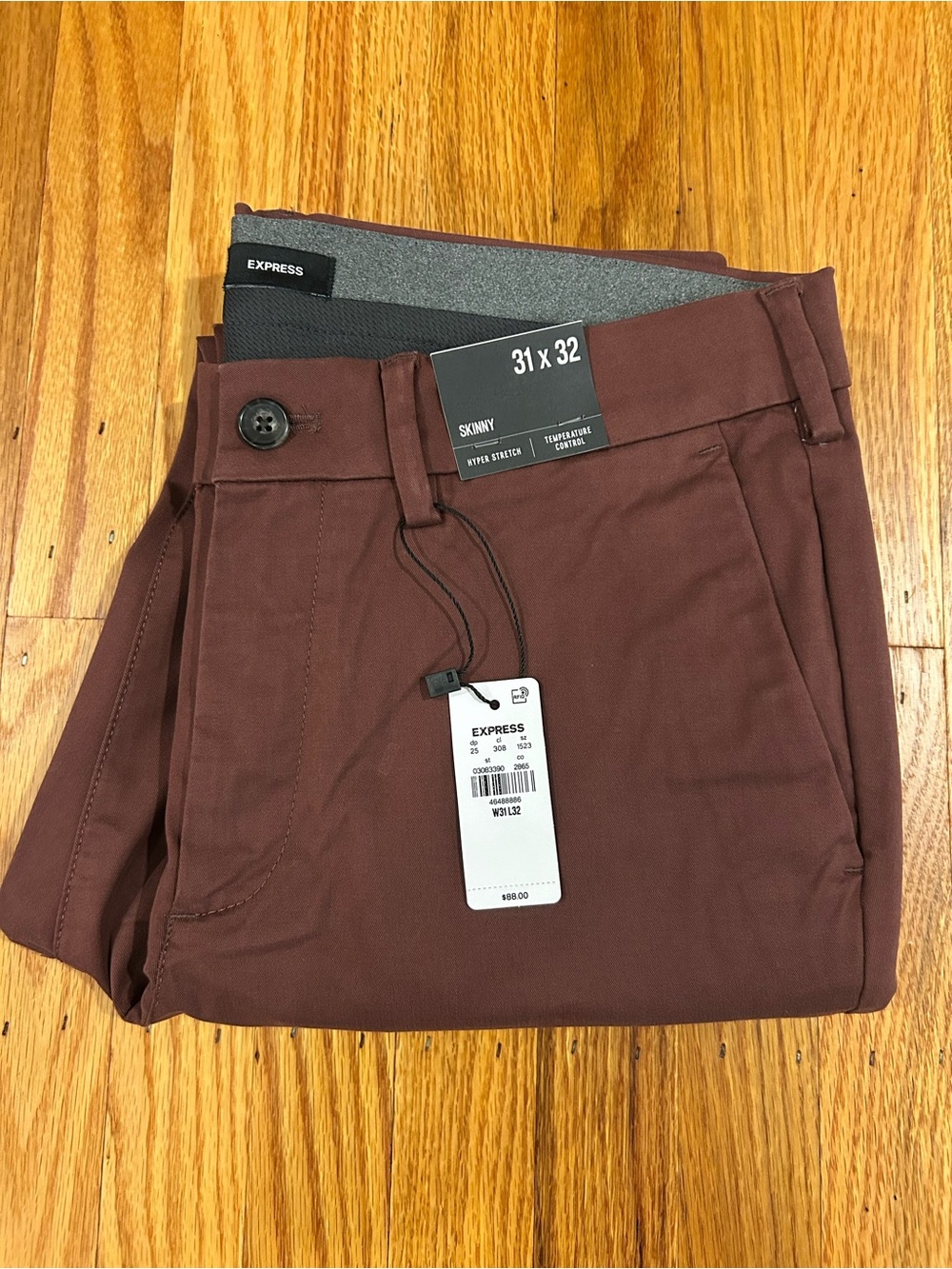 Express Men's Skinny Chino Pants - Maroon 31W x 32L Chinos/Khakis NWT